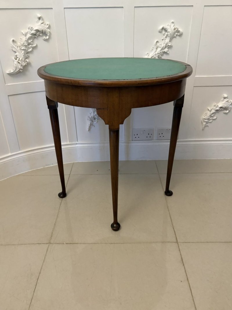 Antique Victorian Quality Mahogany Demi Lune Shaped Card Table - Image 7